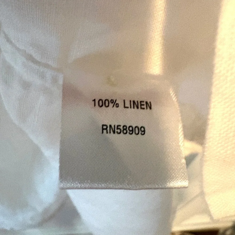 Murano Men's White Linen Short Sleeved Casual Button Front Shirt in Size L‎